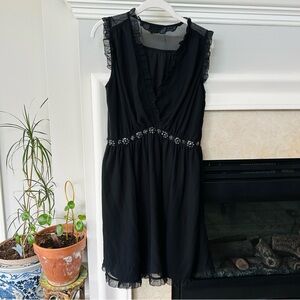 Kate Spade Black Ruffled Beaded Party Dress